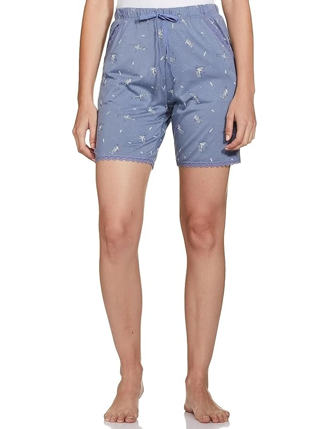 Jockey RX10 Women's Micro Modal Cotton Relaxed Fit Printed Shorts with Lace Trim